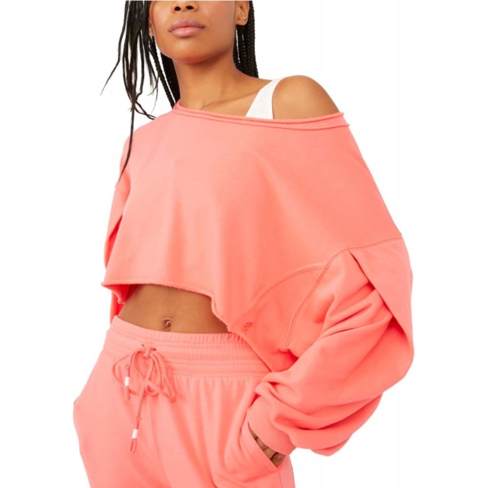 Hot Pink FP Movement cropped sweatshirt